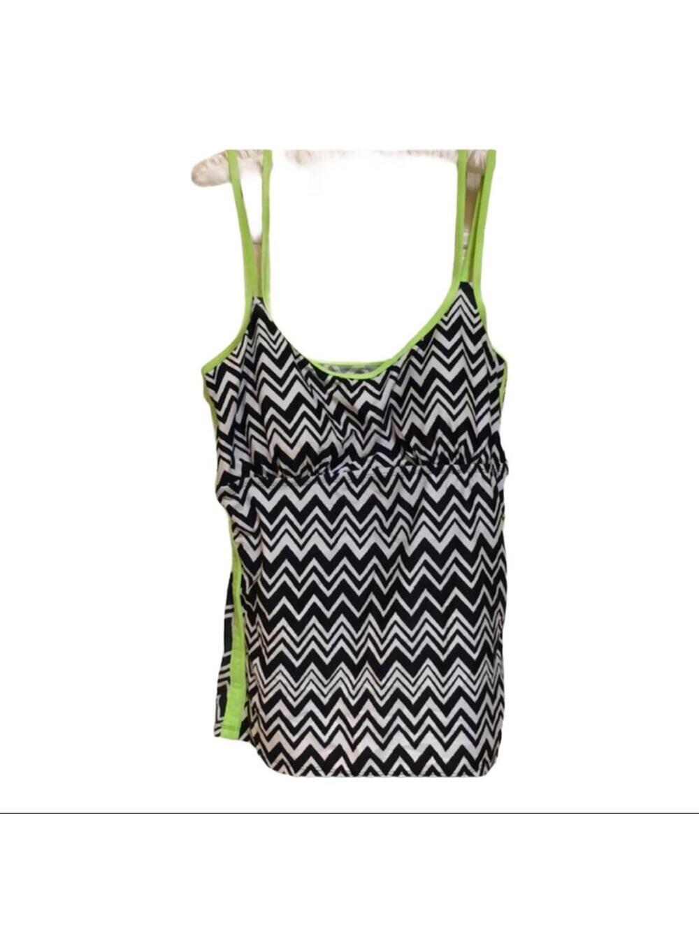 Gossip | Black & Neon Green Swim Top Only | Size XL | 0844